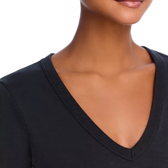 Rag-Bone THE SLUB V NECK ORGANIC PIMA COTTON BLACK T-SHIRT - Picture 4 of 10